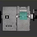 Industrial Silver Metallic Mechanical Device With Green Label Knob And Ports