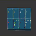 Blue Lockers Furniture With Multiple Compartments And One Open Door