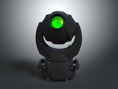 Black Moving Head Light With Green Light Source And Stable Base Design 3d model
