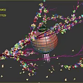 Traditional Chinese Festive Food Display With Plum Blossom And Red Lantern Decorations
