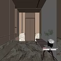 Modern Entryway Design With Beige Panels Marble Flooring Bench Side Table And Potted Plant