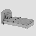 Upholstered Single Bed With Arched Headboard Light Gray Minimalist Design 3d model