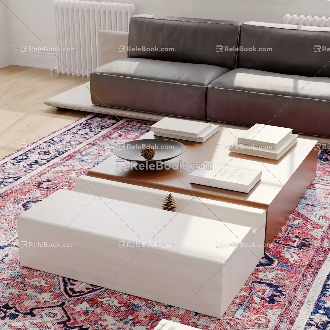 Coffee Table Combination Sofa Carpet Ornaments 3d model