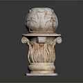 Classical Stone Column with Intricate Carved Patterns Ornate Capital and Decorative Base