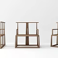 Three Modern Wooden Armchairs With Clean Structural Lines And Minimalist Design