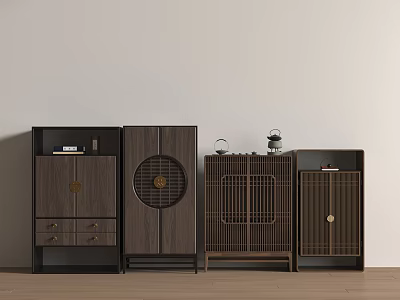 New Chinese-style Solid Wood Bucket Cabinet 3d model