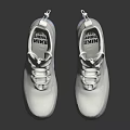 White High Top Shoes With Blue Sole And Sleek Design On Reflective Surface
