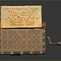 Wooden Music Box With Engraved Message Heart Patterns And Hand Crank Mechanism