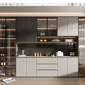 Modern Wine Cabinet With Glass Doors And LED Lighting For Home Bar