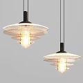 Modern Pendant Lights Black Rods Multi Layered Circular Shades Hollow Out Design Warm Yellow Lighting