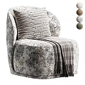 Stylish Single Chair With Floral Pattern Striped Cushion Plaid Throw Blanket And Decorative Balls