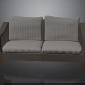 Modern Two Seater Sofa With Light Gray Fabric Cushions Dark Brown Frame And Wooden Legs