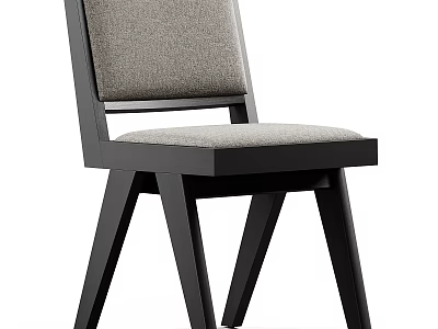Modern Accent Chair With Gray Fabric Upholstery And Black Wooden Frame Design 3d model