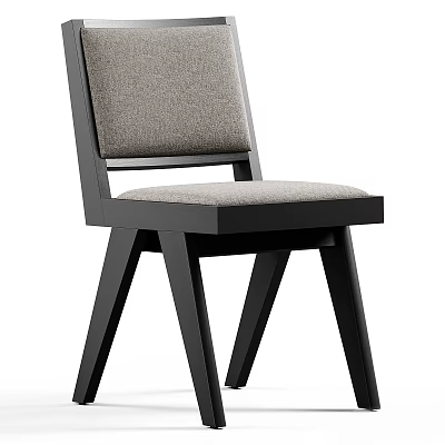 Modern Accent Chair With Gray Fabric Upholstery And Black Wooden Frame Design 3d model