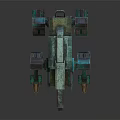 Green Mechanical Quadruped Robot With Cannon And Vintage Metal Structure