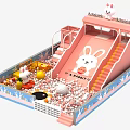 Kids Play Equipment With Rabbit Theme Pink Ball Pit And Interactive Toys