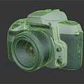 Retro Digital Camera with Large Lens and Blue White Design in Digital Products