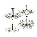 Various Modern Chandeliers With Geometric Designs Multiple Bulbs And Metal Frames 3d model