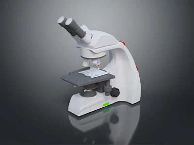 Binocular Laboratory Microscope With White Design And Scientific Equipment Features 3d model
