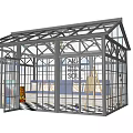 Glass Greenhouse With Transparent Window Frame And Interior Furniture Arrangement Design