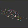 Colorful Furniture Modular Components Design With Various Shapes Colors Neatly Arranged On Dark Background