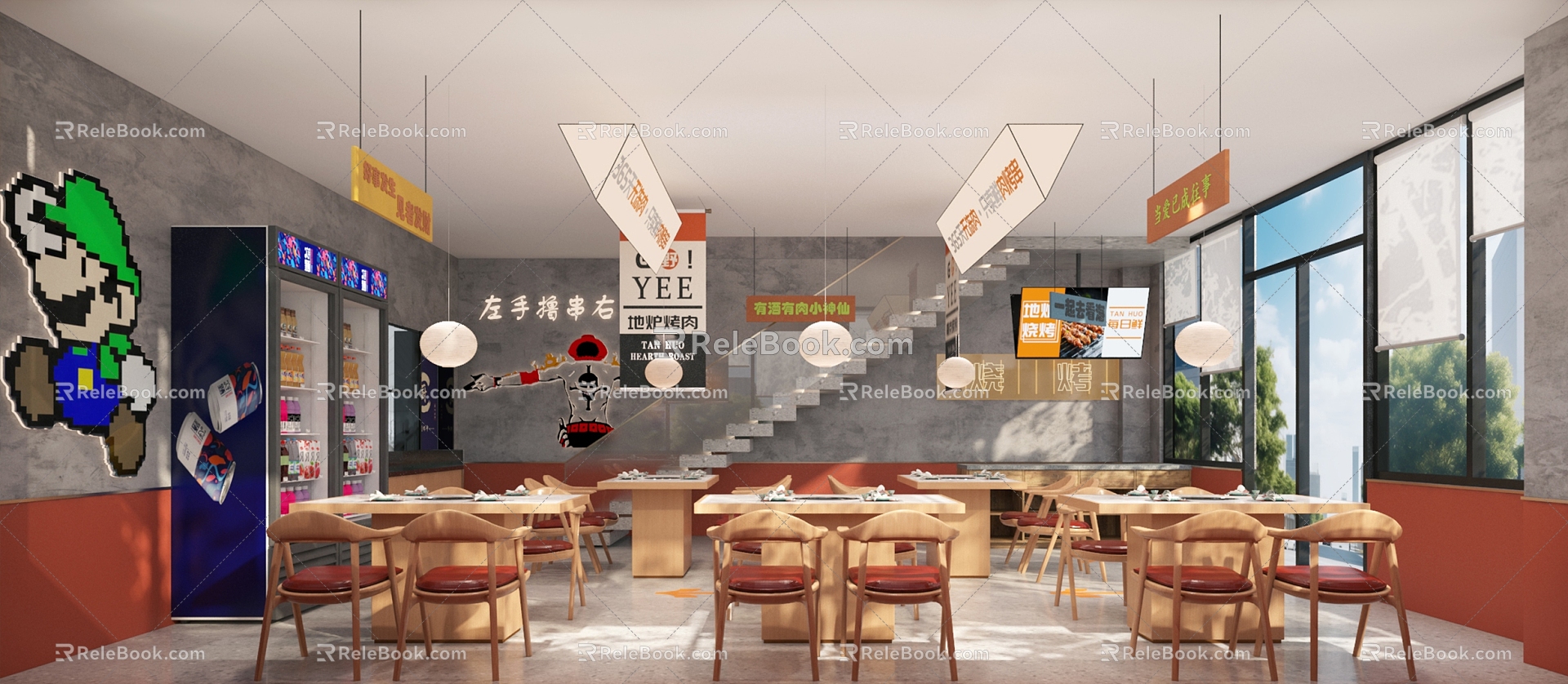 Modern Restaurant National Tide Barbecue Restaurant Hall 3d model