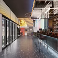 Contemporary Bar Interior Design With Stylish Counter Stools Wine Racks Refrigerators And Modern Lighting
