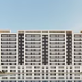 Modern Multi Storey Apartment Building Exterior With Swimming Pool Trees And Clear Blue Sky