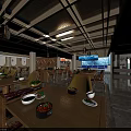 Modern Hotpot Restaurant Interior With Dining Tables Yellow Chairs And Hotpot Dishes