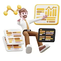 Businessman Analyzing Data With Bar Charts Line Graphs And Visual Displays