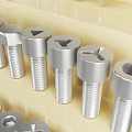 Various Types of Hardware Tools Screws and Bolts Arranged on Layered Display Stand