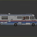 Blue White Red Motorhome Exterior With Windows And Roof Equipment Design
