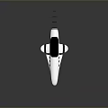White Streamlined Futuristic Device With Black Seat And Circular Tail Rings On Shiny Surface