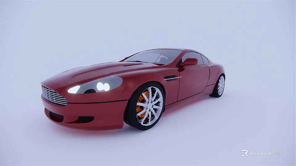 Red Sports Car With Sleek Design Illuminated Headlights And Stylish Alloy Wheels 3d model 