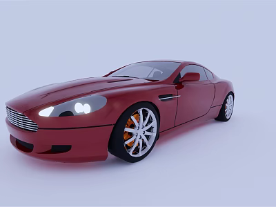 Red Sports Car With Sleek Design Illuminated Headlights And Stylish Alloy Wheels 3d model