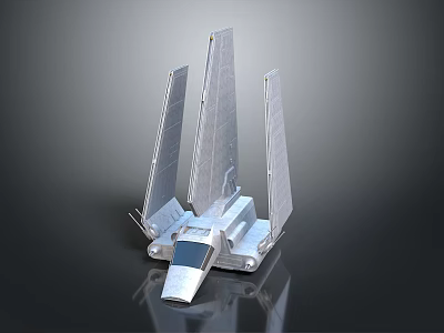 Futuristic Silver Spacecraft Model with Multiple Wings for Cosmic Exploration Missions 3d model