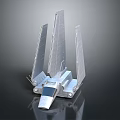 Futuristic Silver Spacecraft Model with Multiple Wings for Cosmic Exploration Missions