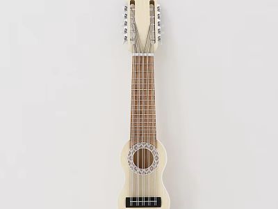 Wooden Acoustic Guitar With Classic Design And Nylon Strings On White Background 3d model