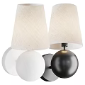 Wall Sconces with Beige Fabric Shades and Spherical Bases in White and Black
