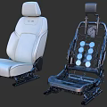 Car Seat Upholstered Design With Exposed Metal Frame Components 3d model