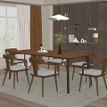 Modern Restaurant Interior With Wooden Dining Table Gray Cushioned Chairs Green Plant And Open Shelves