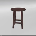 Wooden Single Stool With Round Top Dark Brown Simple Structure Classic Design 3d model