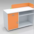 School Reception Desk Design With Orange White Green Panels And Logo 3d model