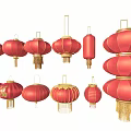 Traditional Red Chinese Lanterns With Fu Character And Various Festive Styles