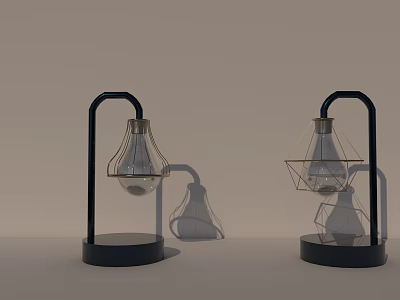 Modern Table Lamps With Black Metal Stand And Glass Bulb Design 3d model