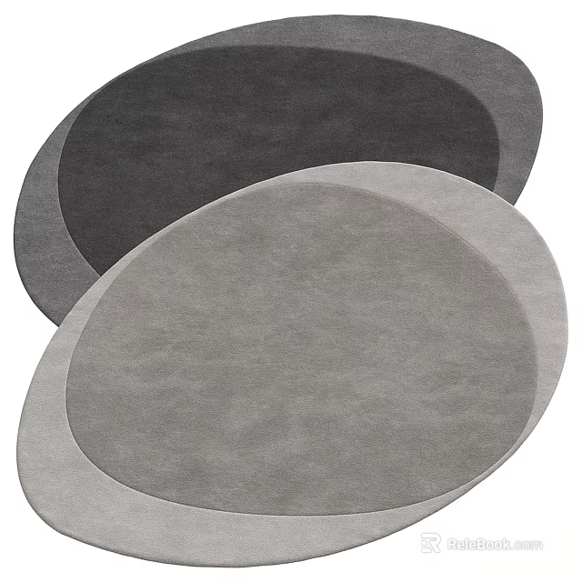 Minimalist Shaped Rugs In Gray Tones For Home Decor 3d model 