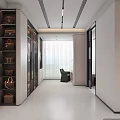 Sleek Modern Bathroom With Black Walls White Bathtub Window Blinds White Vanity And Large Mirror