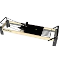 Professional Pilates Reformer Sports Equipment with Wooden Frame and Black Components