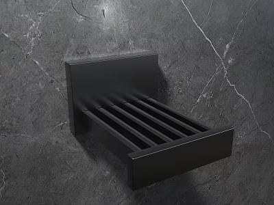 Modern Bathroom Shelf Design With Black Finish And Marble Wall Background 3d model