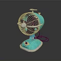 Vintage Style Turquoise Computer Fan With Metal Blades And Base